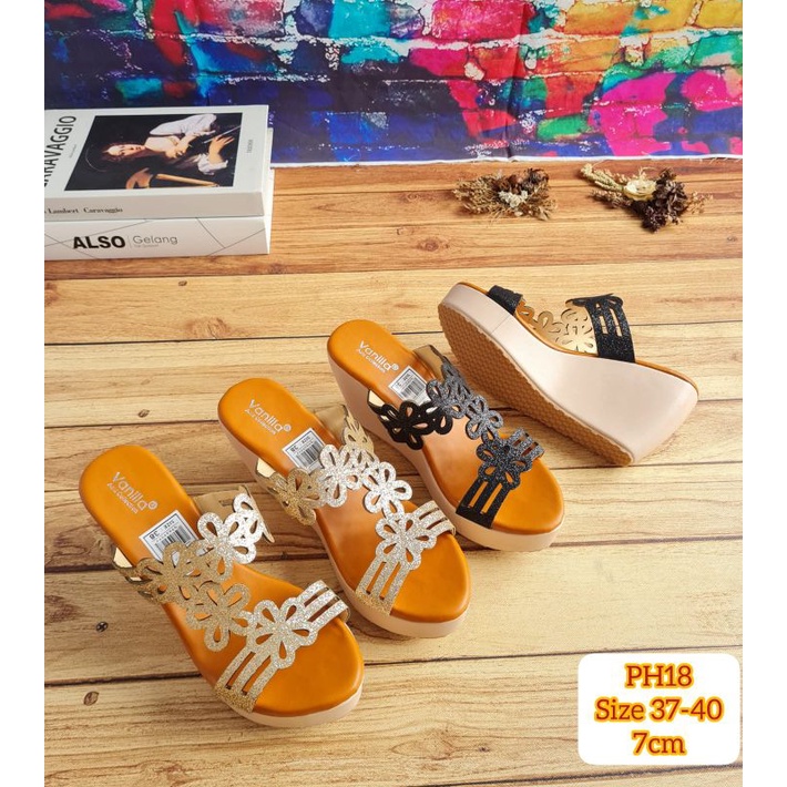 ABBUSHOES Ph 18 wedges laser sol karet febby 7cm