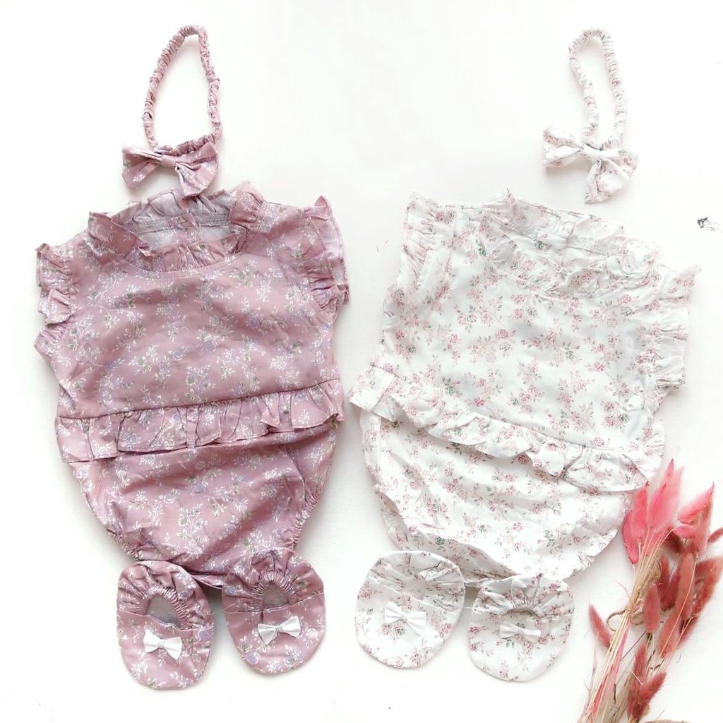 HAMPERS SAKURA / BUZZ Baju Setelan Jumper Rok Bunga Bandana Sepatu Pergi Lucu Fashion Anak Bayi Perempuan Cewek Murah