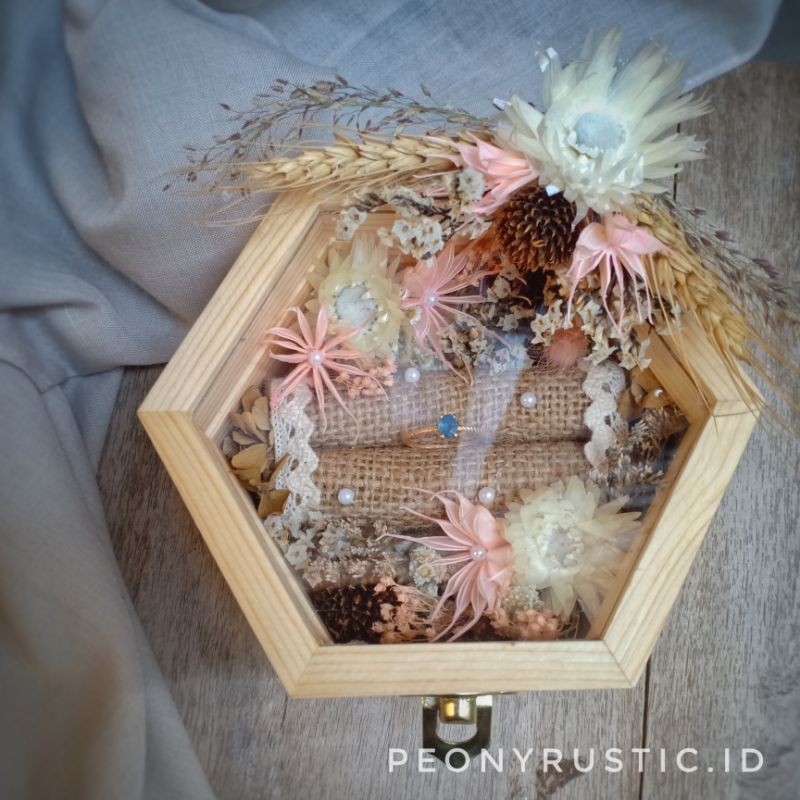 Rustic Hexa Ring Box / Kotak Cincin Rustic / Ring Bearer Tempat Cincin Murah / Box cincin segi6
