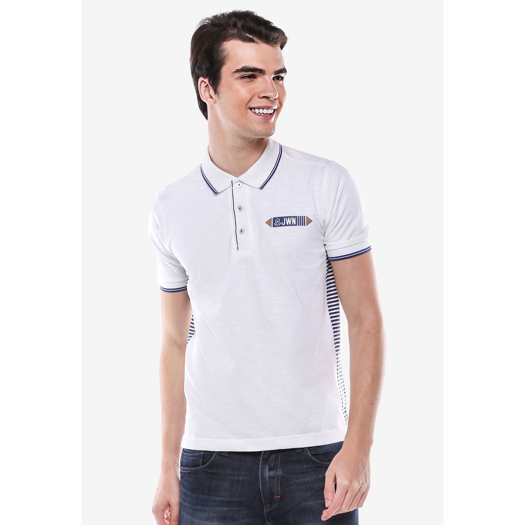 Johnwin - Kaos Polo Casual - Salur - Putih - Slim Fit - ATS.625.M081.01.C