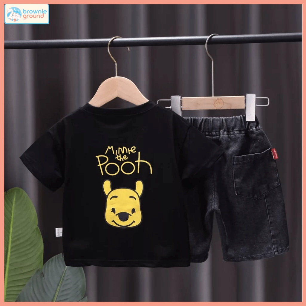 [COD] SETELAN KOREA ANAK 0-5 TAHUN motif POOH hitam STELAN PREMIUM IMPORT set bayi laki laki baju anak cowok