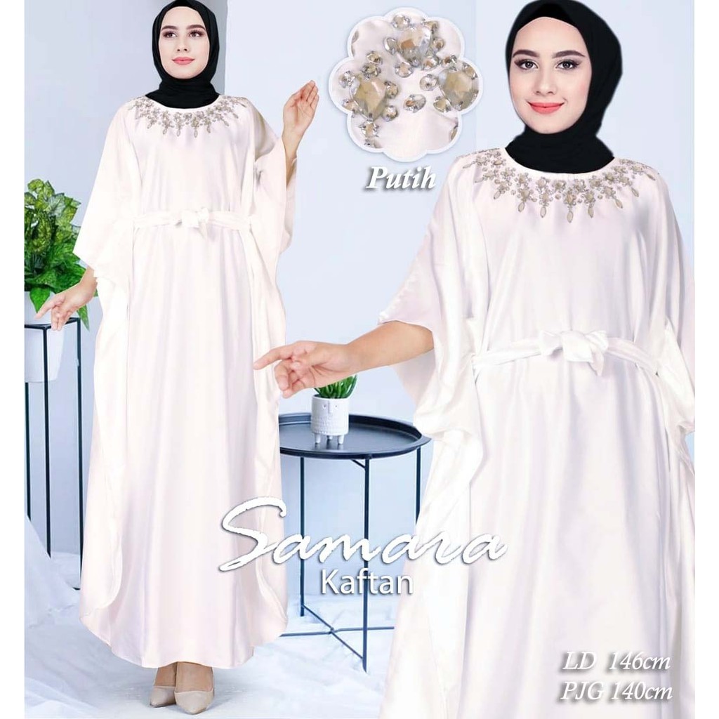 Samara Kaftan Bahan Satin Velvet Jumbo Payet Swarovski Fashion Muslim COD