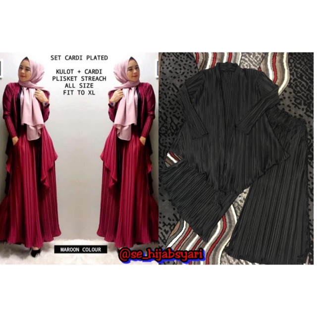 Set kulot cardi plisket