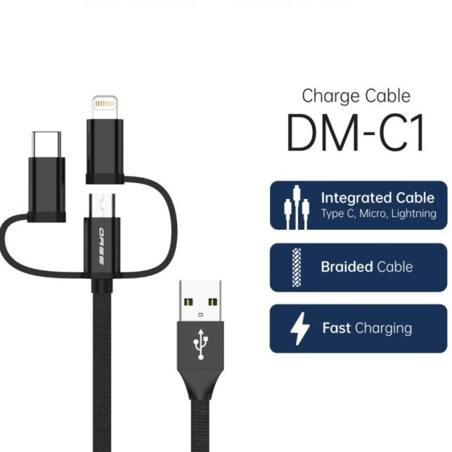 OASE USB Charging Cabel DM-C1 Kabel Data Fast Charging 3 in 1 Original - Garansi Resmi