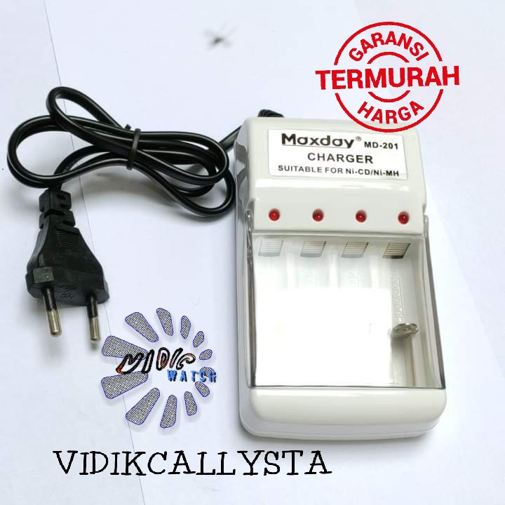 Cas Batrei Charger battery AAA A3 AA A2 4 Slot Maxday Original