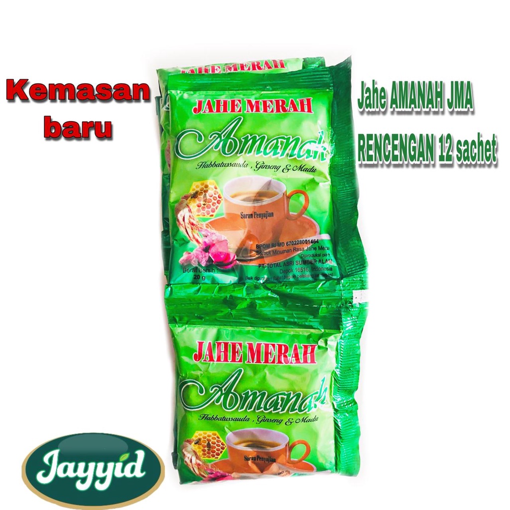 

Jahe Merah Amanah JMA Super Hangat Dan Rasa Mantap 12 Sachet