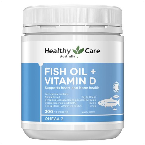 Healthy Care Fish Oil + Vitamin D - 200 Capsules