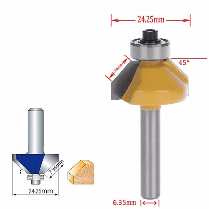  Mata  router  trimmer profil Flush Trim HPL Laminate 45 