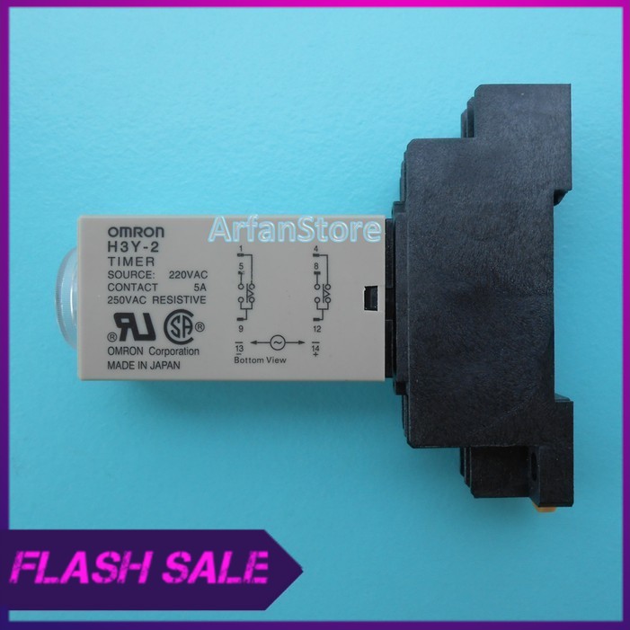 TDR 60 Menit Time Delay Relay Timer Penunda Waktu AC 220V H3Y 2 Omron