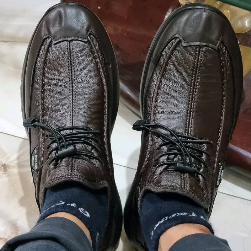 Sepatu Formal Pria Pantofel Sepatu Tali Import Casual Keren Waterproof Sepatu Kerja Kantor Karet Hitam Cokelat 006