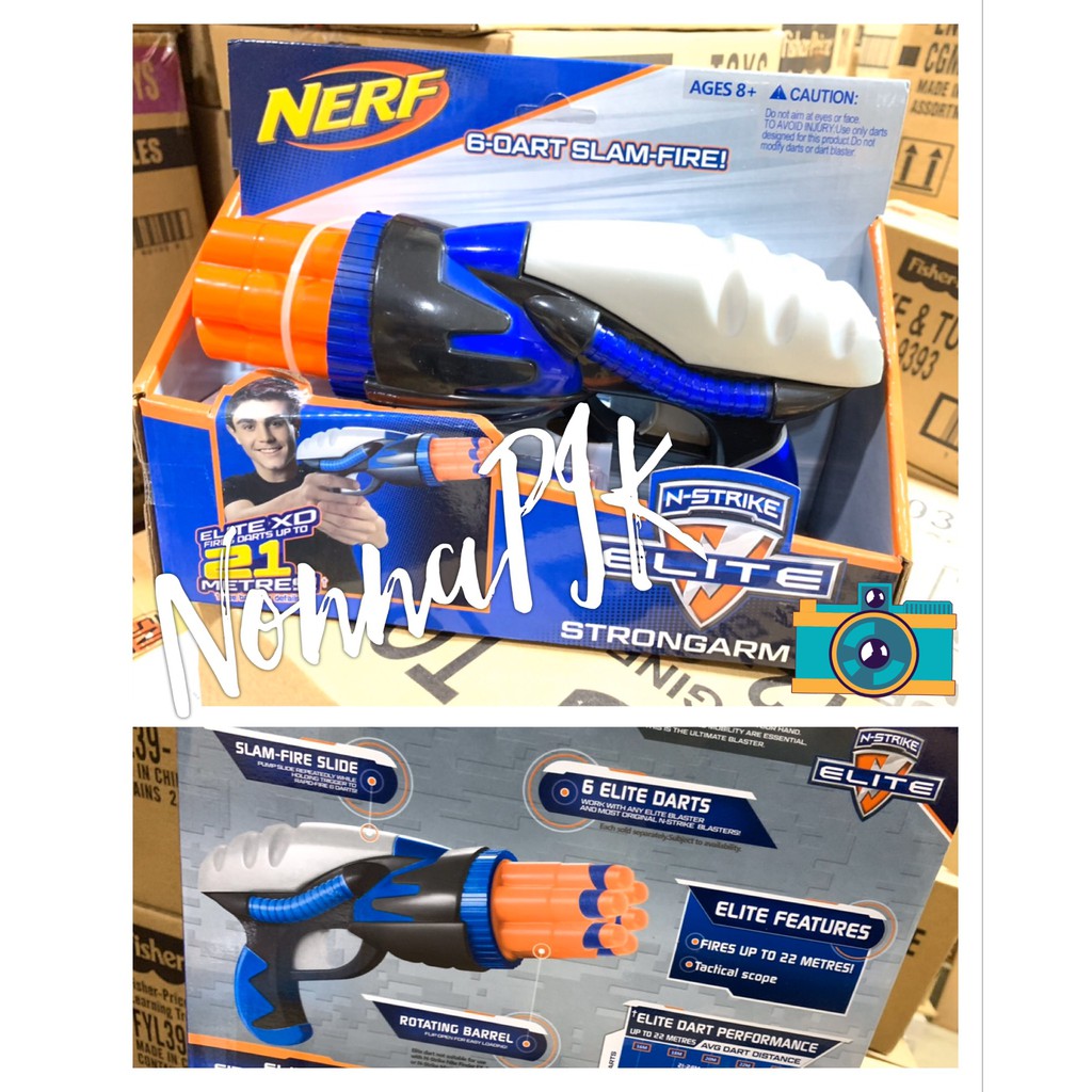Pistol Nerf gun Strongarm Slam Fire 6 Darts Revolver Rotating Magazine