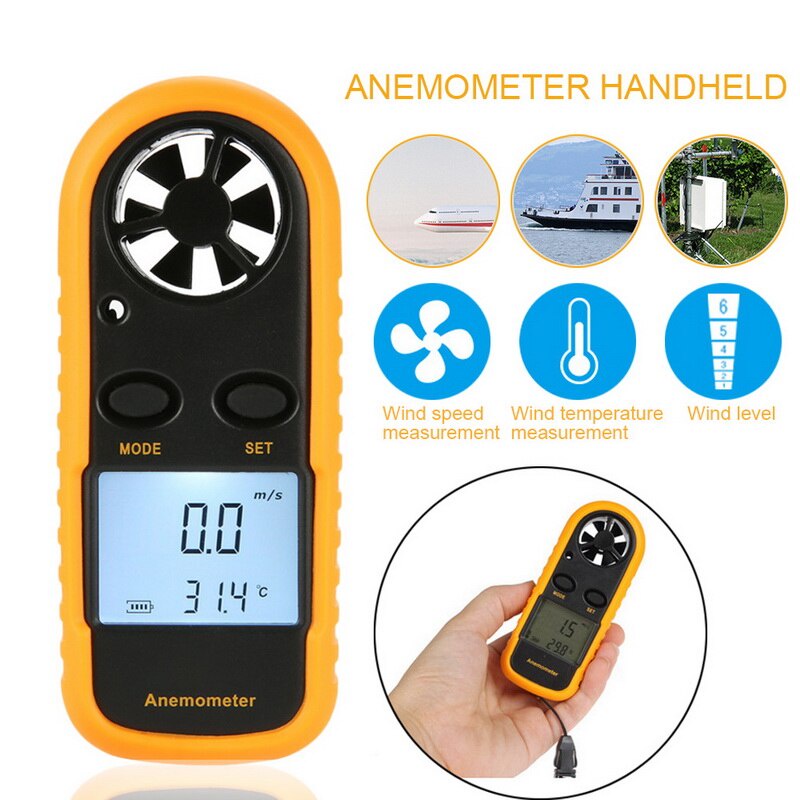 Digital Wind Anemometer Tester Pengukur Kecepatan Angin Anemo Meter Velocity Tester