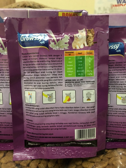 SUSU KUCING / CAT MILK GROWSSY 20GR (SACHET)