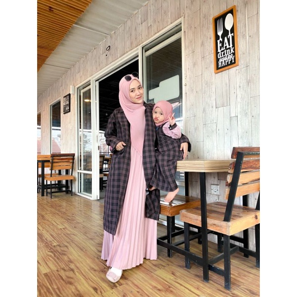 blazer wanita, jas wanita kotak-kotak, blazer hijab