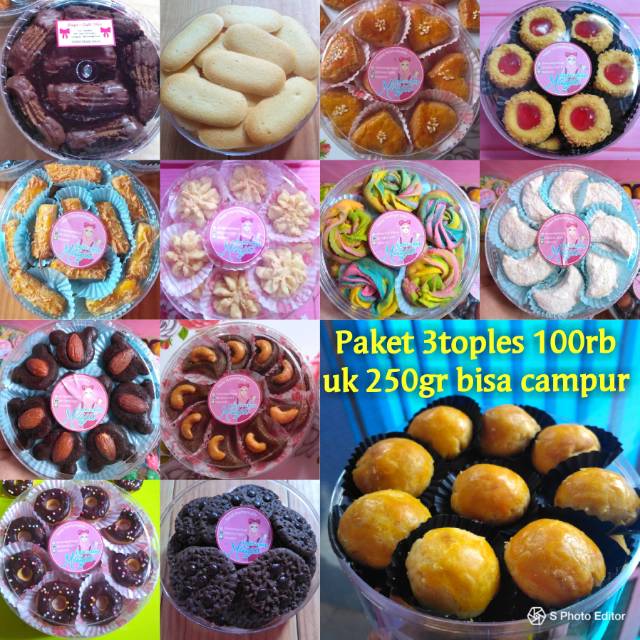 Paket sale promo kuker 100rb 3pc uk 250gr kue kering lebaran murah cookies nastar wisjman kastangel