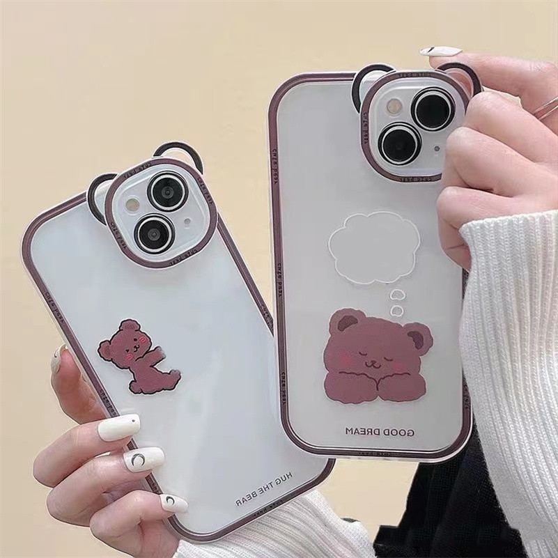 Soft Case Silikon Motif Beruang Untuk iPhone 13 12 11 Pro Max X Xr Xs Max SE 2020 8 7 6 6s Plus