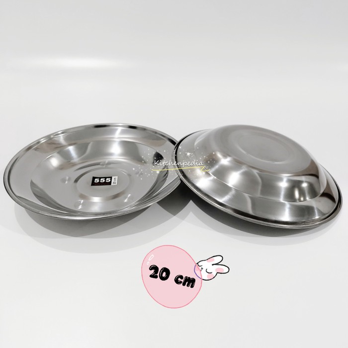 Piring Makan Stainless Steel Bulat Ukuran 21cm BMW