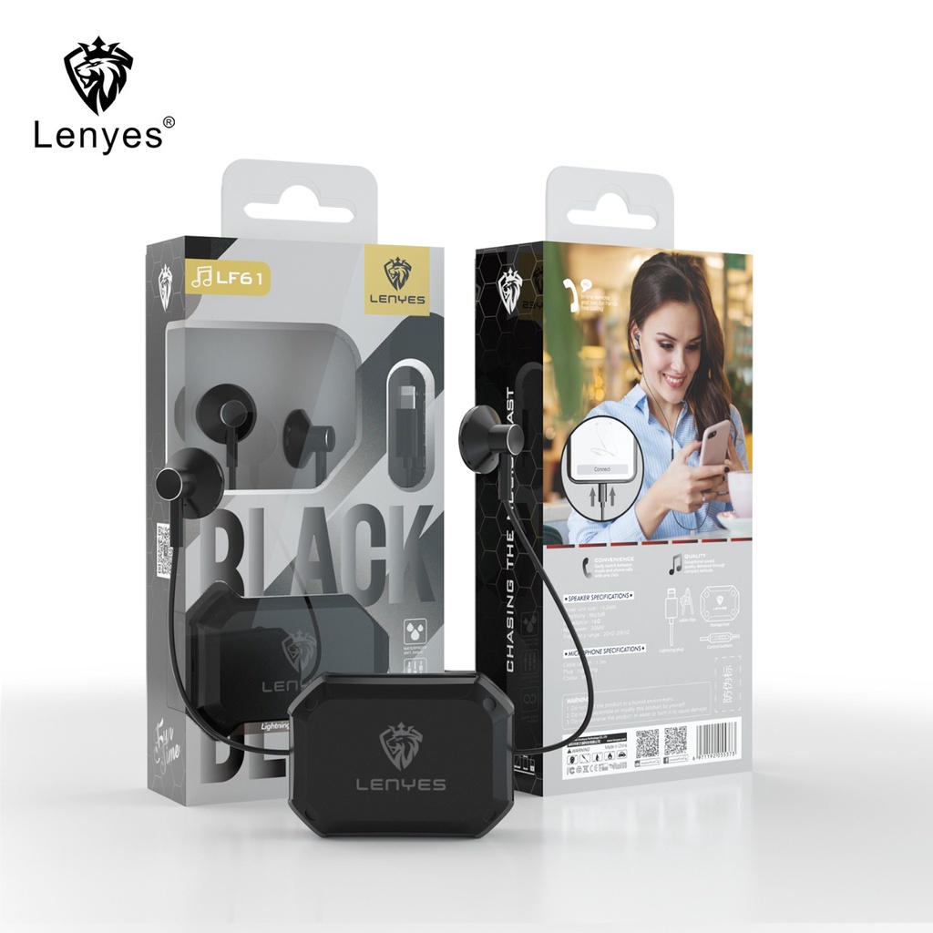 LENYES LF61 earphone Lightning iPhone Extra Bass Hifi Stereo music daily headset microphone original