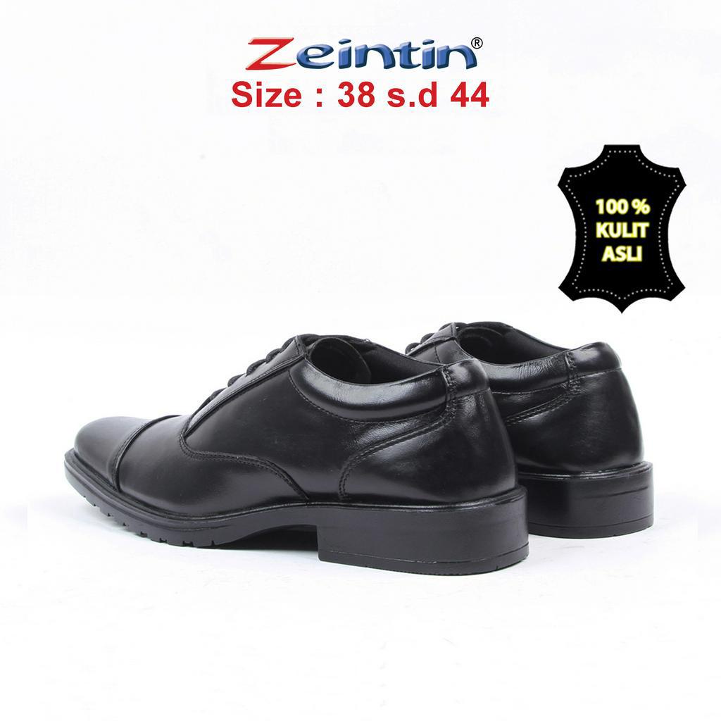 Zeintin - Sepatu Pantofel Pria Big Size Bahan Kulit Sapi Asli Hitam Mengkilap Terbaru Sepatu Pantofel Original Zeintin AJ