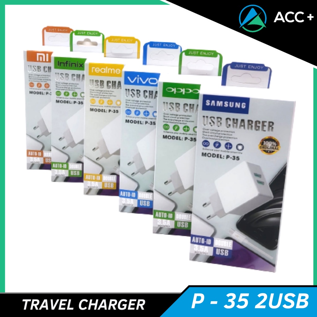 Travel Charger Brand P-35 2 USB 3.5A MICRO USB Samsung,Oppo