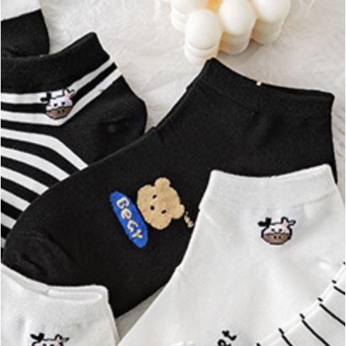 MURMURE.ID | KAOS KAKI WANITA MOTIF KARAKTER CUTE KAOS KAKI PENDEK MOTIF SEMATA KAKI IMPORT MURAH-MONO - BLACK HEAD