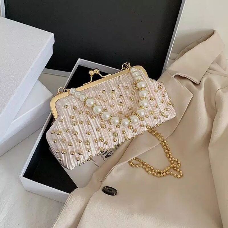 SG7492 syafniegalery tas pesta import mutiara tali rantai 3232 2023