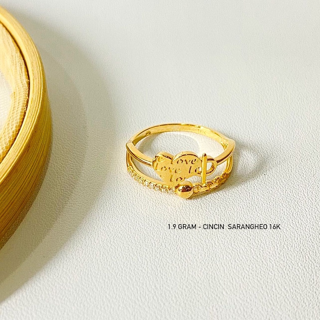 Cincin anak dan dewasa emas asli kadar 700 70 16k selisih baris love sarangheo 2 baris heart permata terbaru 1 satu dua gram gr g korean style nomor no 10 11 12 13 14 15 16 17