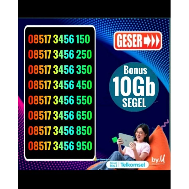 New Item Nomer cantik kartu perdana by.u byu kuota murah