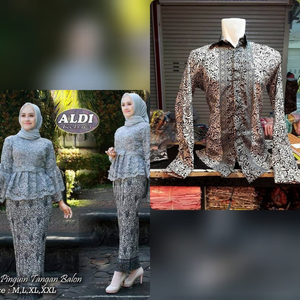 couple kebaya brukat pinguin balon dan hem panjang trend