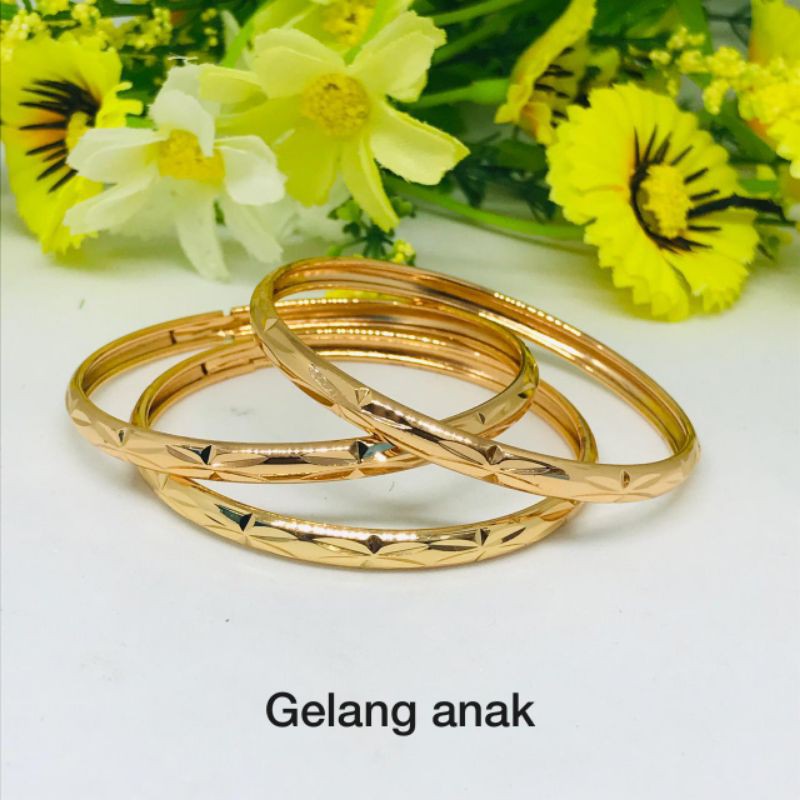 Gelang tangan kolong anak anak Titanium warna gold lapis emas 18k