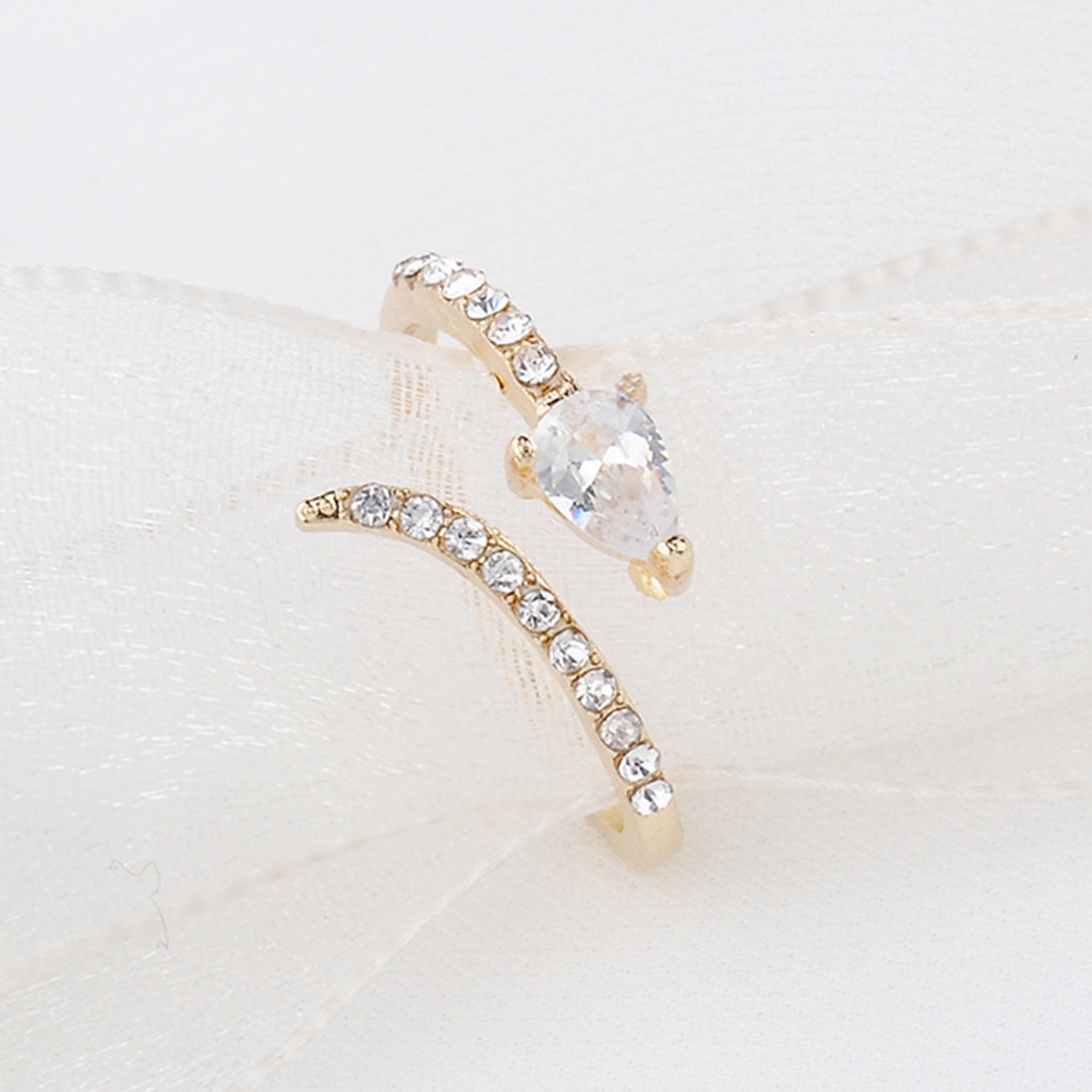 Hu Hu Hu Hu Hu Alat Bantu Pasang Kacamata♡ Cincin Model Terbuka Bentuk Ular Aksen Berlian Imitasi Untuk Wanita