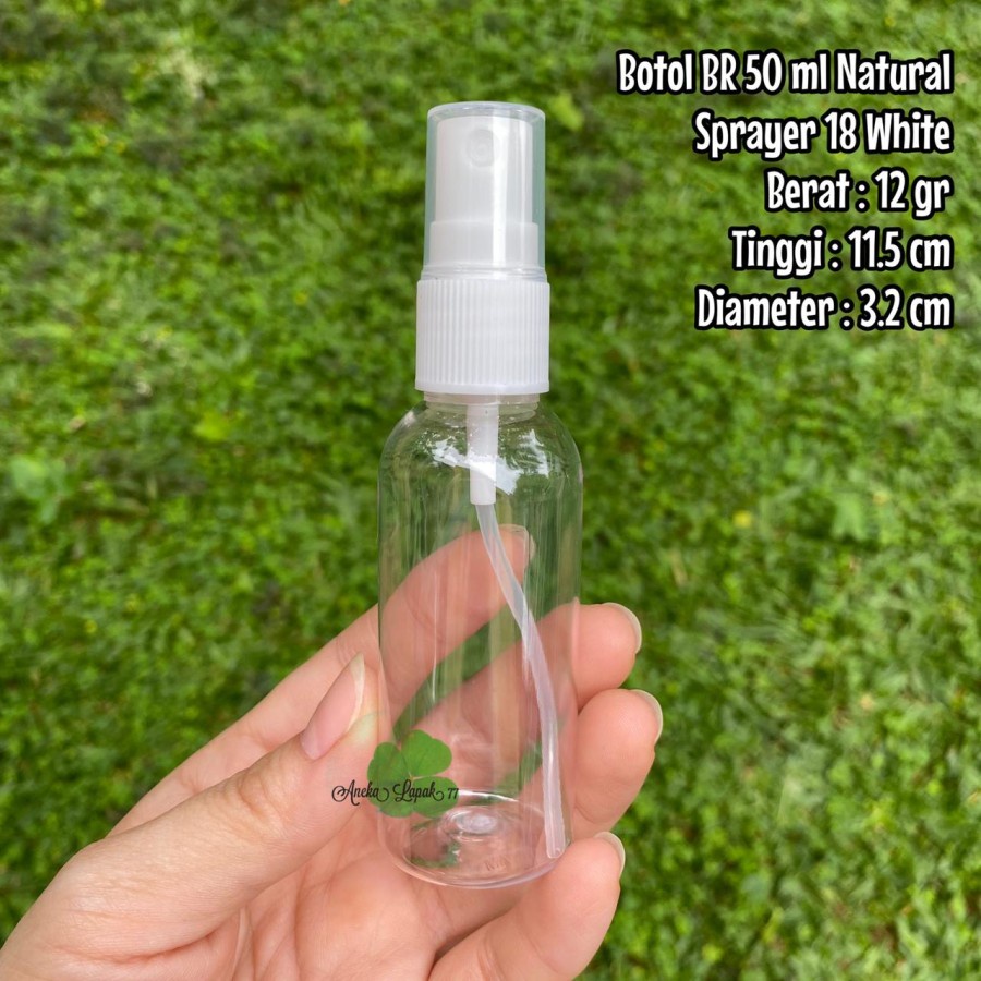 Botol SPRAYER 50 ml Transparan Bening spray botol plastik 50 ml - Tutup Putih