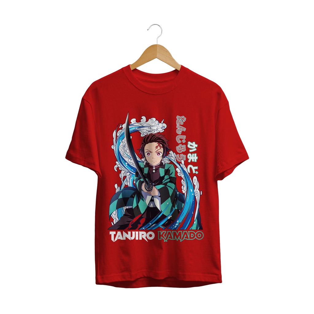 KAOS T-SHIRT ANIME KAMADO TANJIRO WAVE BLUE  MANGA JAPAN ORIGINAL DISTRO