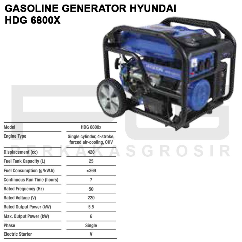 Genset Portable 5500 Watt Hyundai HDG 6800X - Generator Bensin dengan Performa Maksimal