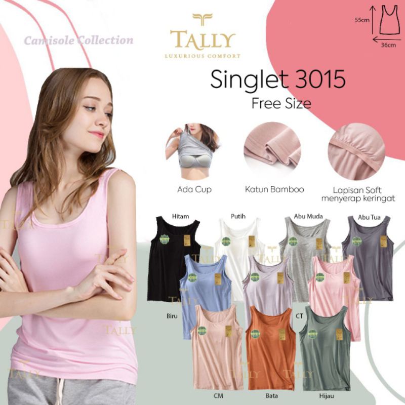 Tanktop panjang busa - Atasan cup bra - tengtop bra tally 3015
