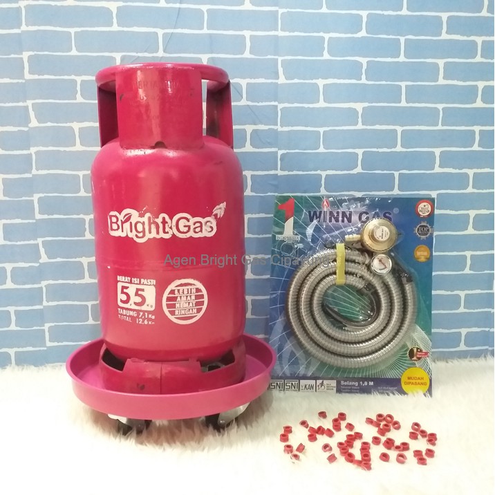 PAKET BRIGHT GAS 5,5 KG PLUS ISI + REGULATOR + TATAKAN