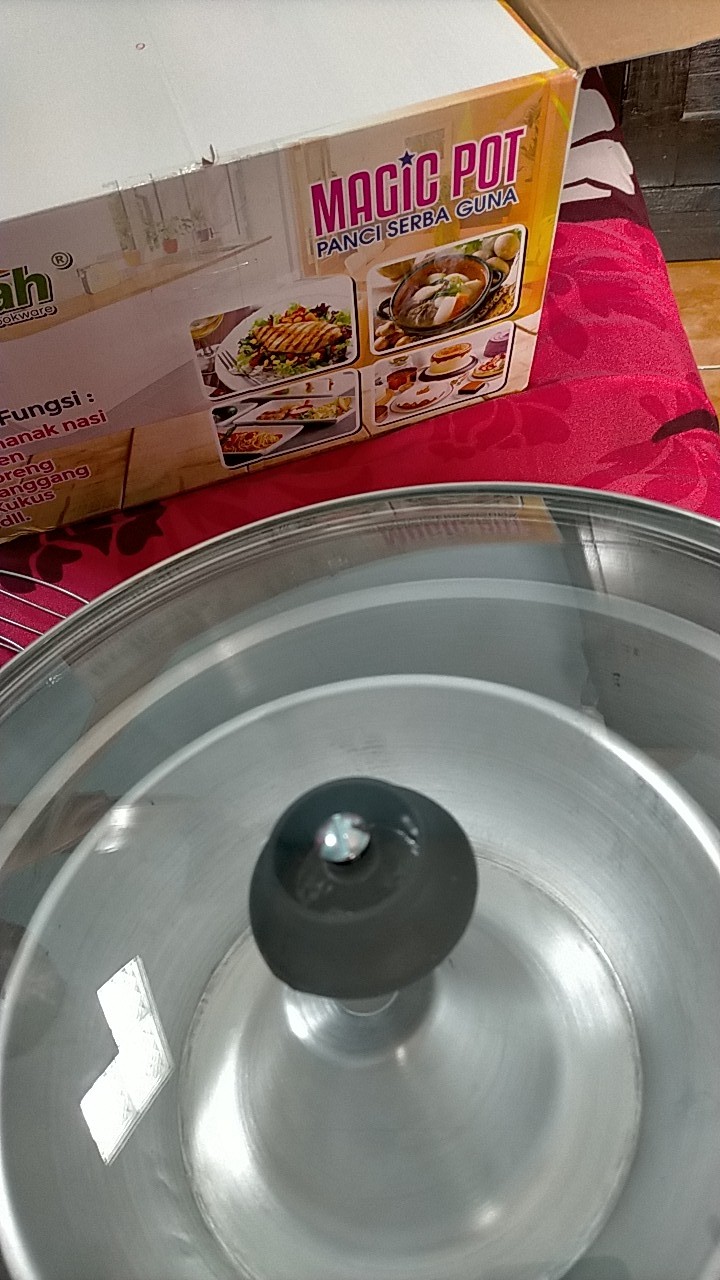 Panci Pan Serbaguna Magic Pot Indisah  Oven, Kukus, Presto Uk 33,5cm Tutup Cekung Kaca