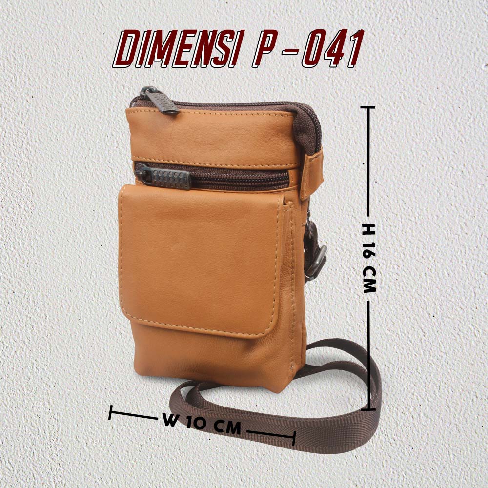 P041 T WAISTBAG KULIT SAPI ASLI 100% PREMIUM