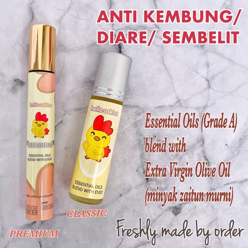 HELLOSAKHA ANTI KEMBUNG / DIARE / SEMBELIT Essential Oil Evoo minyak zaitun. Obat herbal alami anak