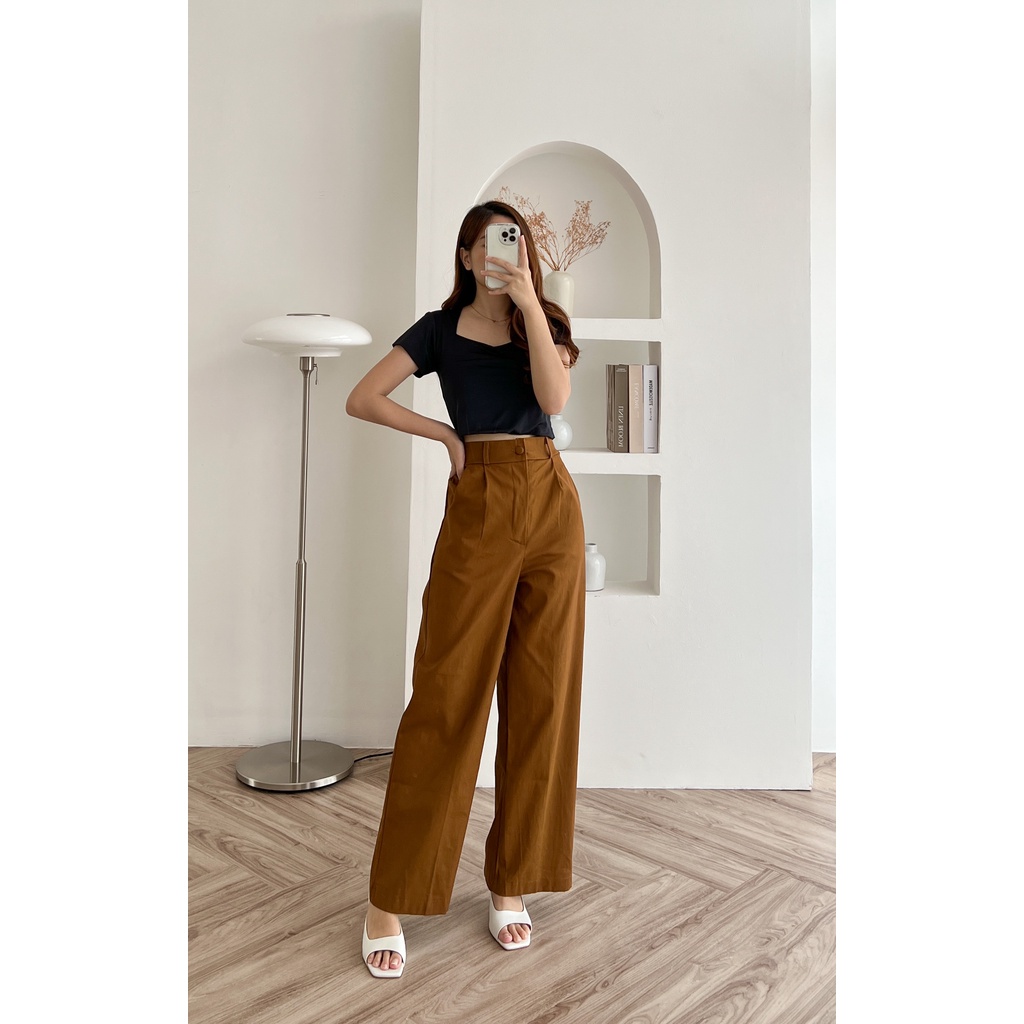 POTTIE - Cassia Chino Pants - Long Chino High Waist - Celana Chino Wanita