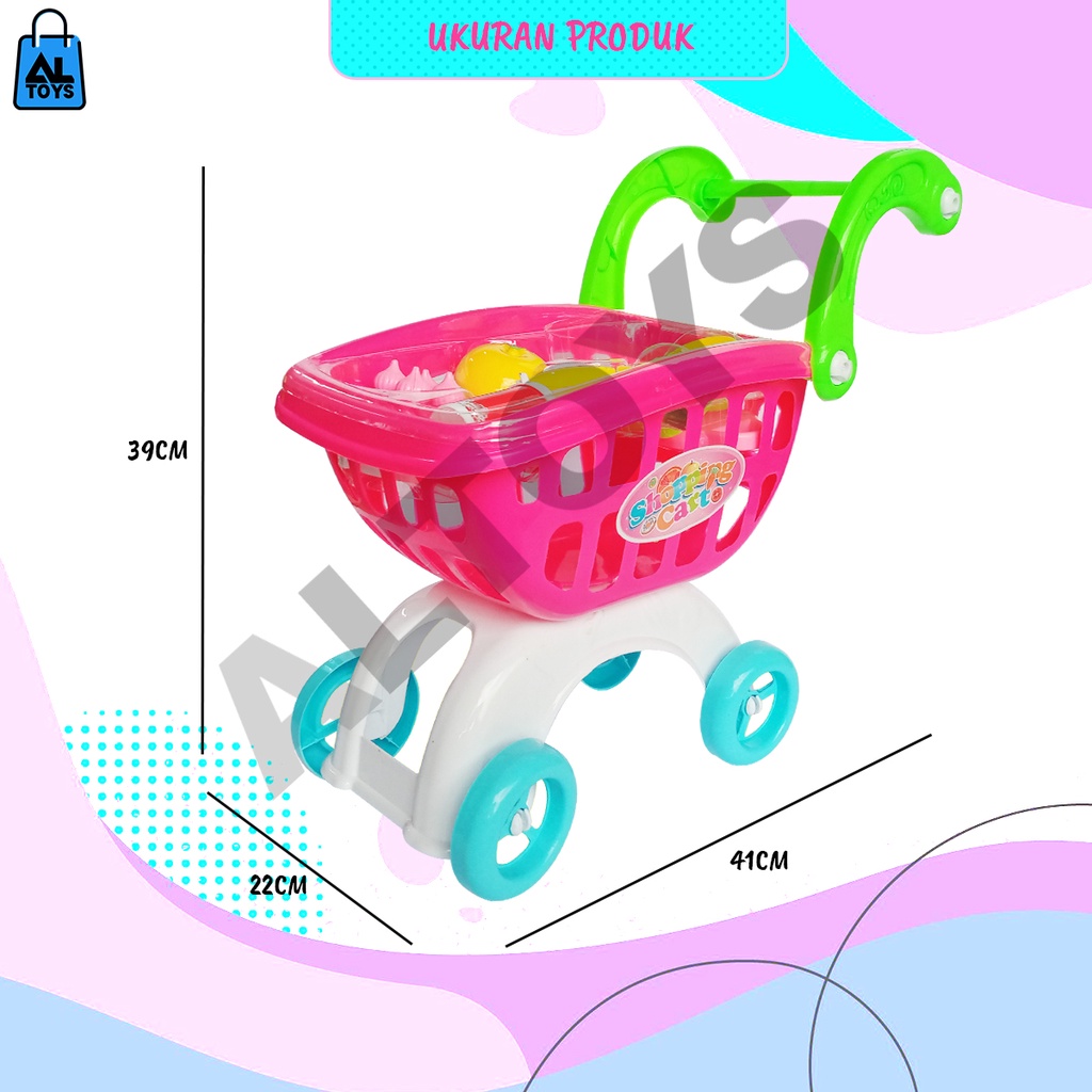 MAINAN TROLLEY BUAH SAYUR / TROLLEY MASAKAN / TROLLEY ICE CREAM TROLI KERANJANG BUAH DAN SAYUR B552