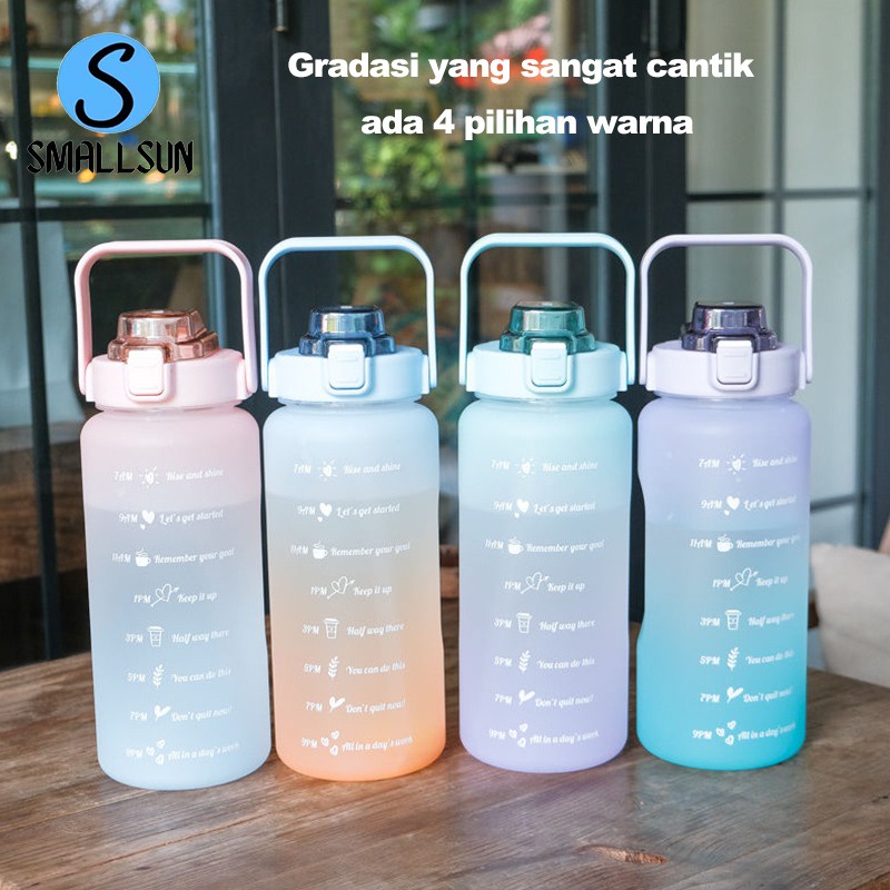 Botol Minum Motivasi 2000ML 2 Liter STIKER 2D SAJA Botol Penanda Waktu Botol Minum botol stiker 2d botol drink