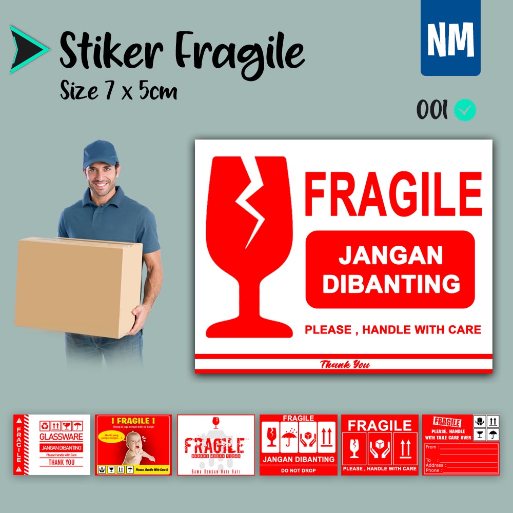 Stiker Fragile Stiker Pecah Belah Stiker Label Pengiriman Sticker Fragile Horizontal-001