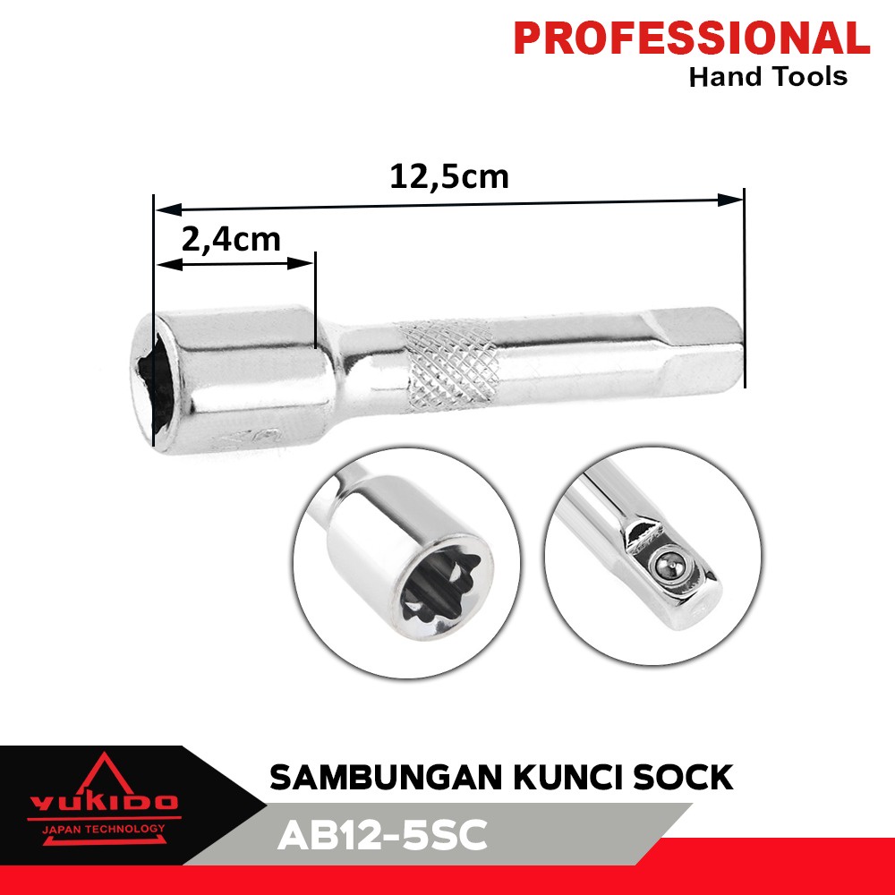 YUKIDO !!! PROMO EXTENSION BAR 1/2 x 5 inch Sambungan Kunci Sok Shock set Kunci