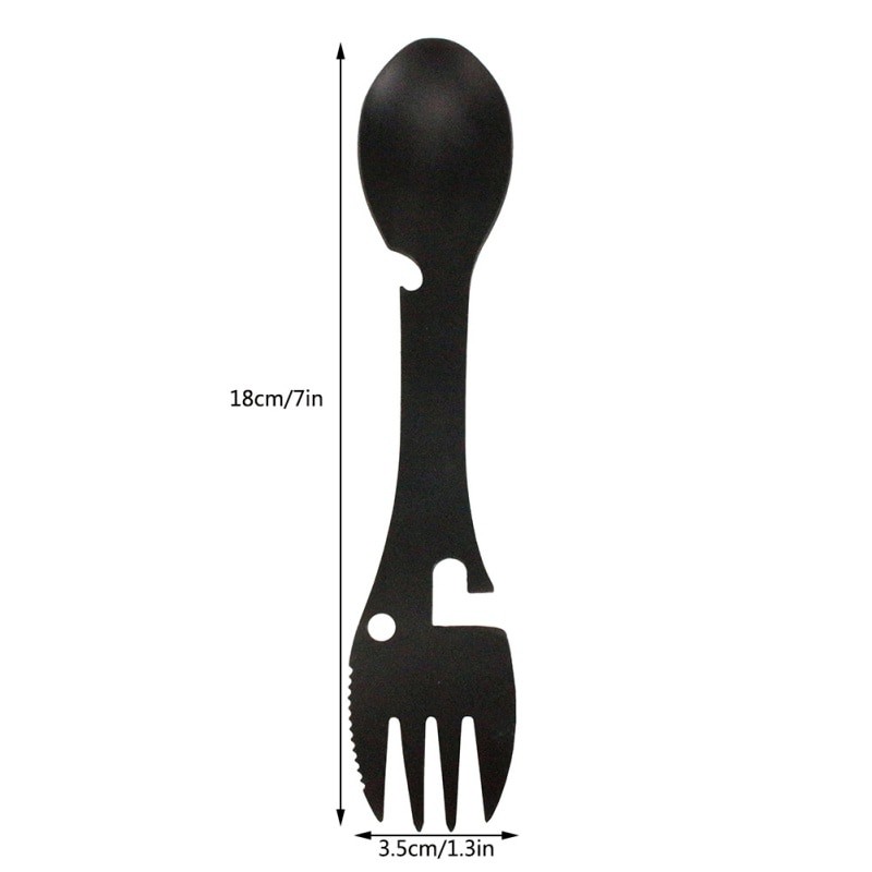 Sendok Garpu Pisau Bottle Opener Multifungsi Outdoor Camping EDC Tools Stainless Steel - LX708