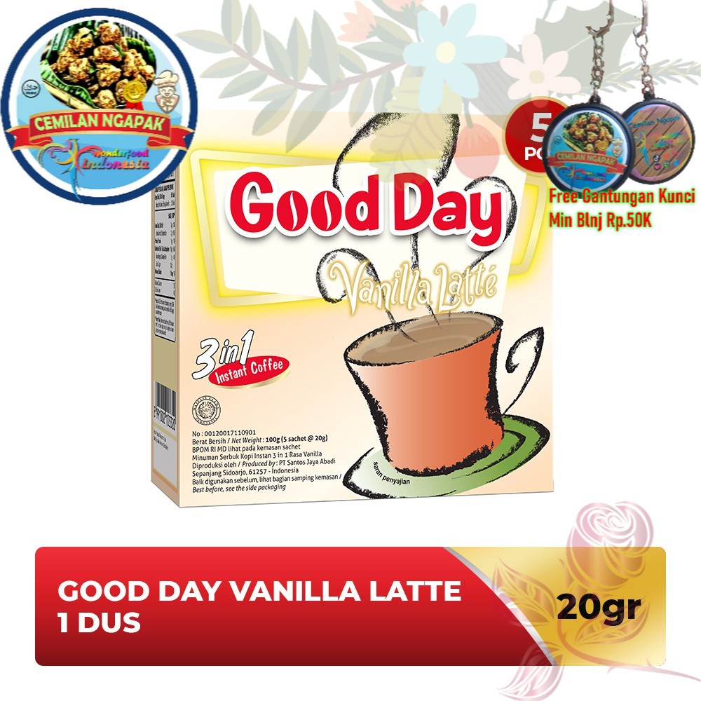 

GOOD DAY Vanilla Latte 1 Dus (5 x 20 gr) Kopi Santai