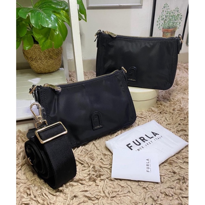Furla WB00397 Atena Crossbody Tessuto Nylon Nero Black