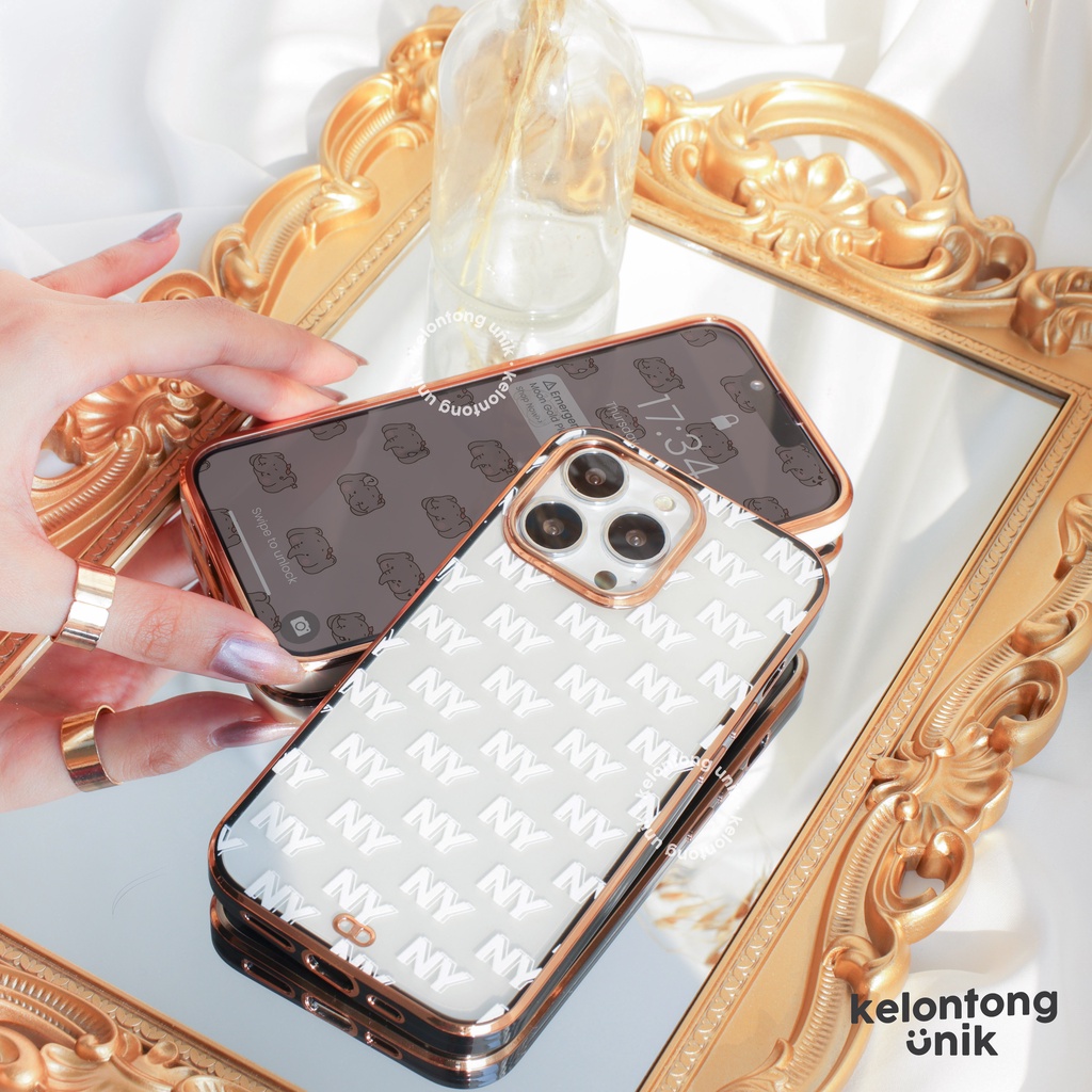 LANGSUNG KIRIM TANPA PO | (Seri 2) For iPhone - MOON GOLD Plating Case - Premium Case Custom Nama