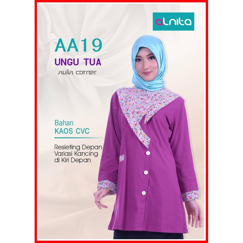 Model Atasan Wanita Alnita AA 19 Ungu Blouse Muslim Model Baju Blus