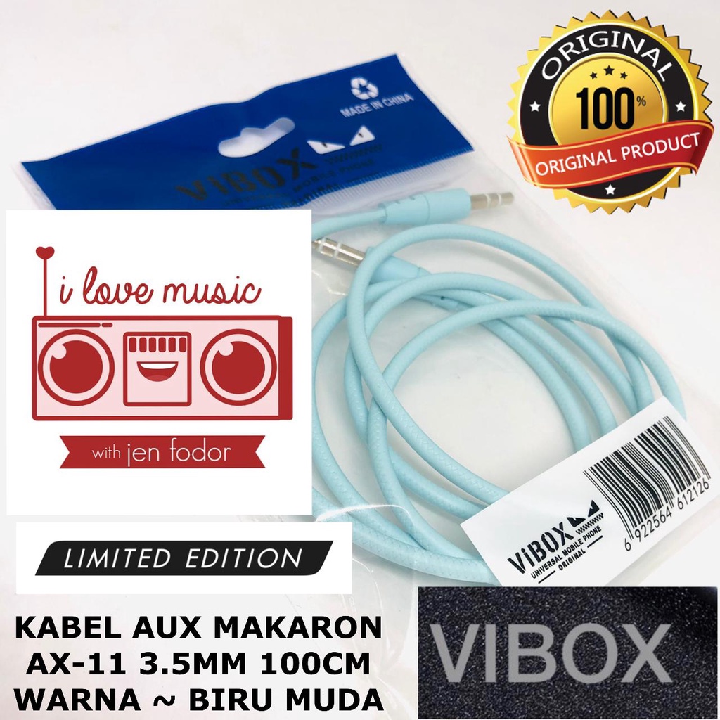 Kabel AUX AUDIO Jack 1in1 untuk Handphone / komputer ke speaker KABEL AUX MACARON VIBOX